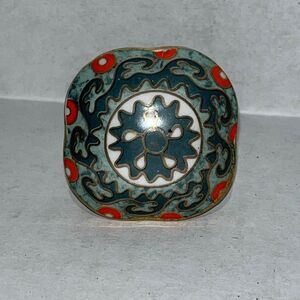 Multicolored Striped Geometric Decorative Hand-Painted Ceramic Cabinet Knob